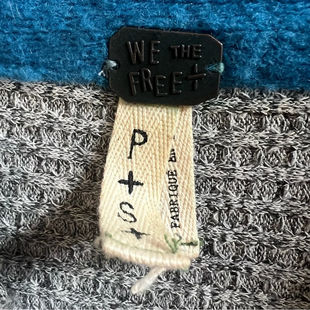 Free People Susie Sweater gray with colorful side panels - Picture 9 of 10